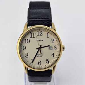 Timex Men's Easy Reader Watch 38MM Gold Case White Dial New Black Canvas Bands
